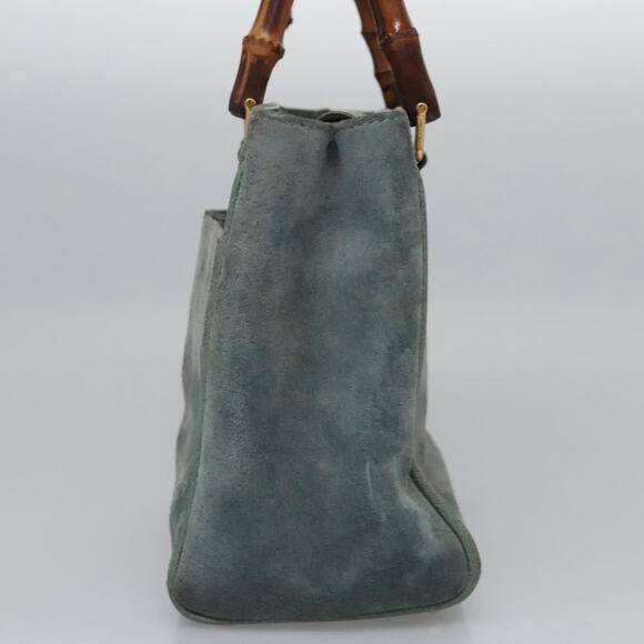 GUCCI Bamboo Hand Bag Suede Leather Gray Gold 000 123 000 123 - Picture 4 of 16